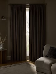 Natural Mink Matte Velvet Super Thermal Pencil Pleat Curtains - Image 5 of 7