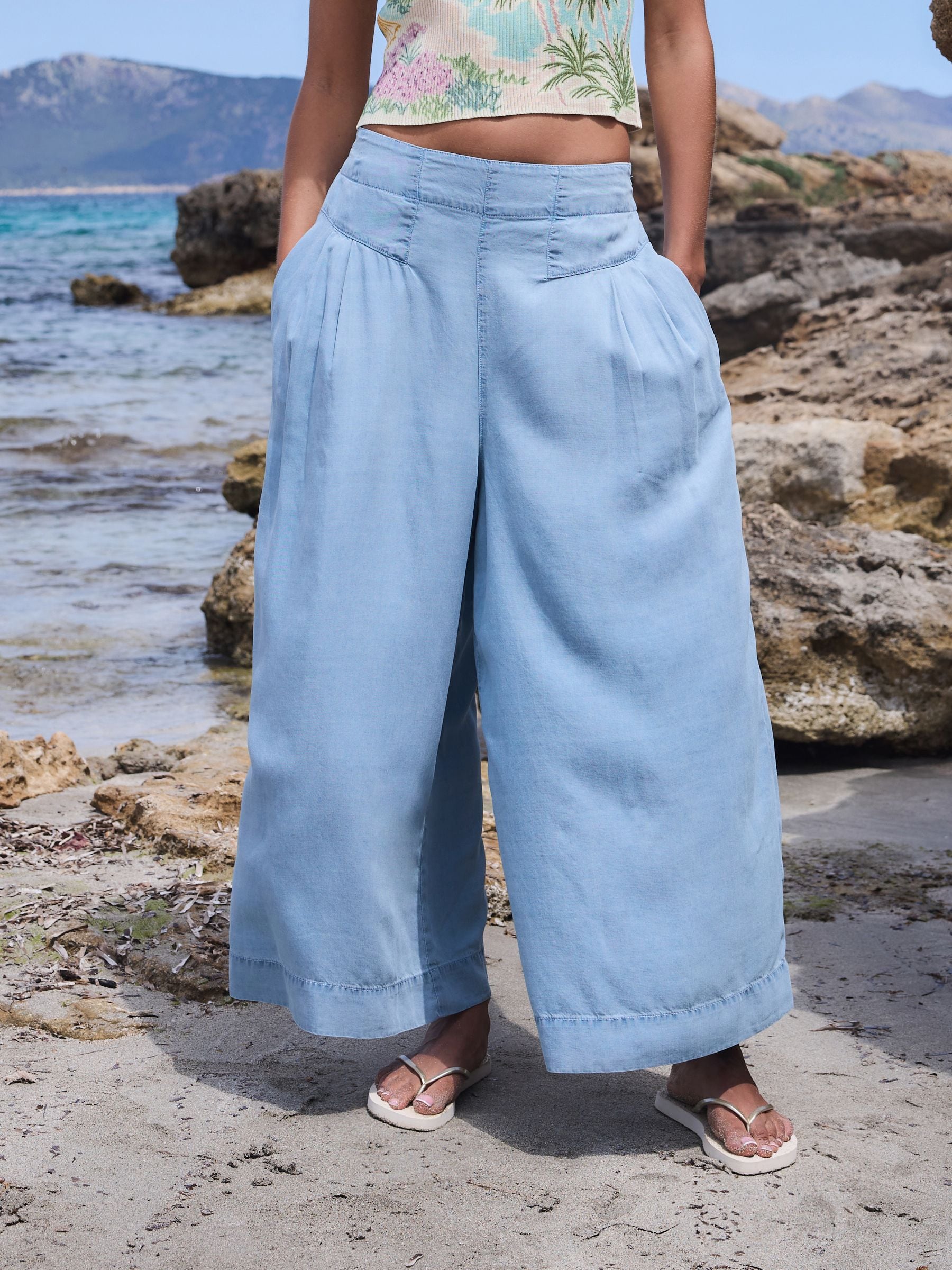 Comprar Azul branqueador - Tencel Lightweight Denim Wide Crop