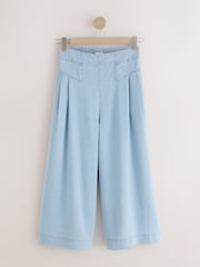 Bleach Blue Tencel Lightweight Denim Wide Crop Jeans - Image 5 of 7