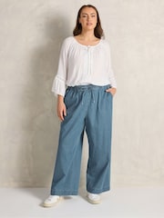 Evans Blue Wide Leg Pull On Trousers - Image 2 of 4