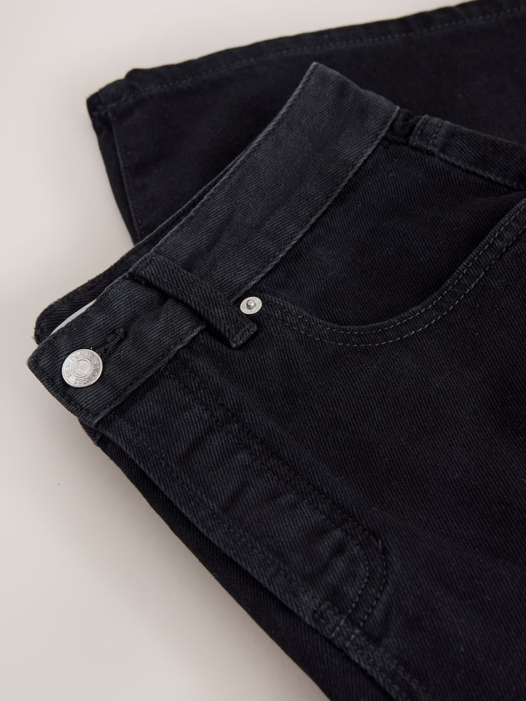 Black Knee Length Denim Jort Shorts - Image 2 of 3 Black Knee Length Denim Jort Shorts - Image 2 of 3