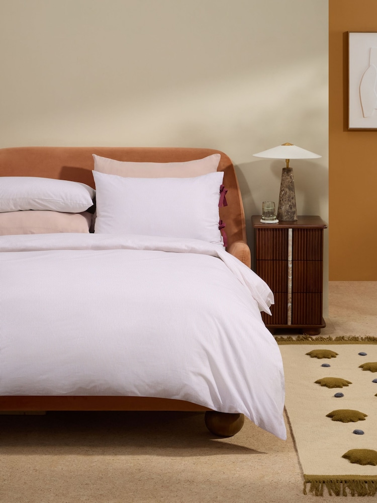 MADE.COM Pink Ansel Stripe Duvet Cover and Pillowcase Set - Image 1 of 5