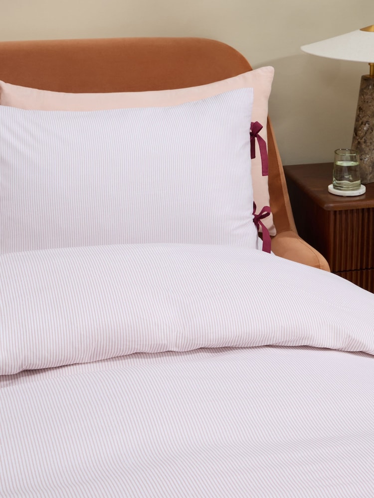 MADE.COM Pink Ansel Stripe Duvet Cover and Pillowcase Set - Image 2 of 5