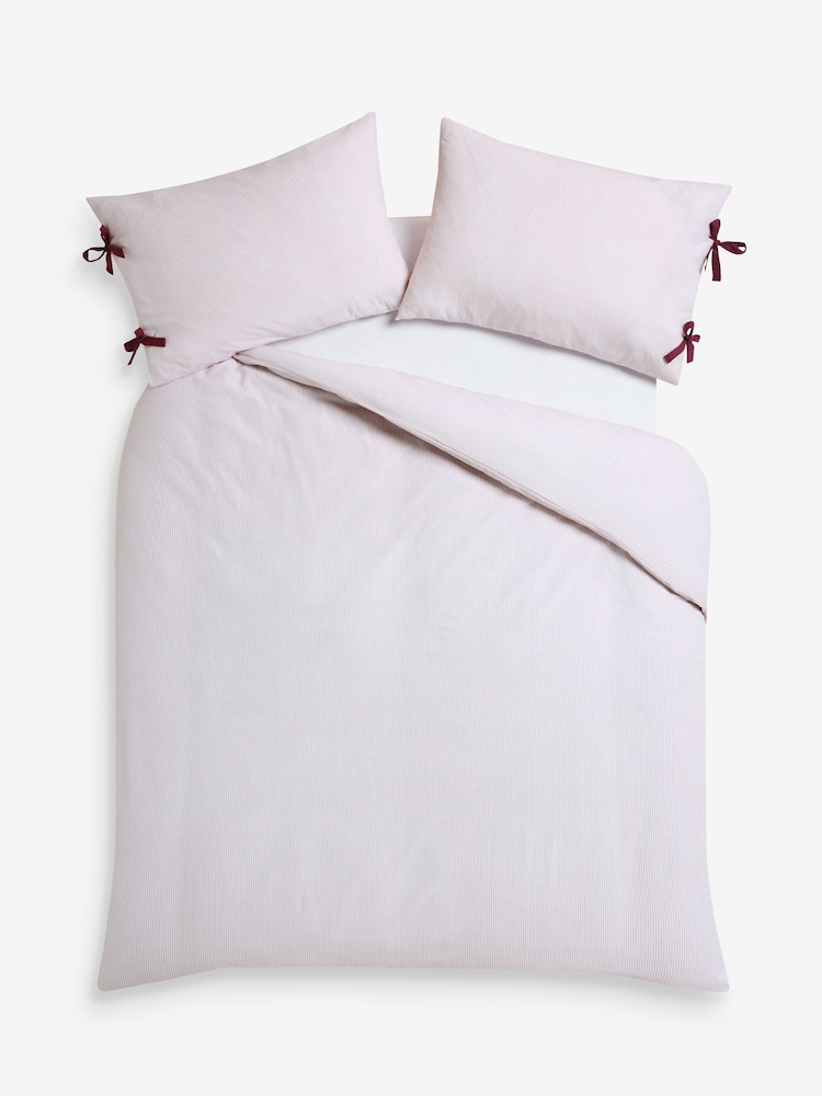 MADE.COM Pink Ansel Stripe Duvet Cover and Pillowcase Set - Image 5 of 5