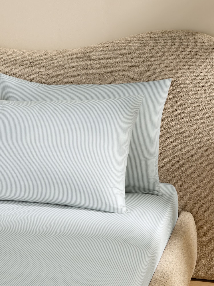 MADE.COM 2 Pack Blue Ansel Stripe 100% Cotton Pillowcases - Image 1 of 2 MADE.COM 2 Pack Blue Ansel Stripe 100% Cotton Pillowcases - Image 1 of 2