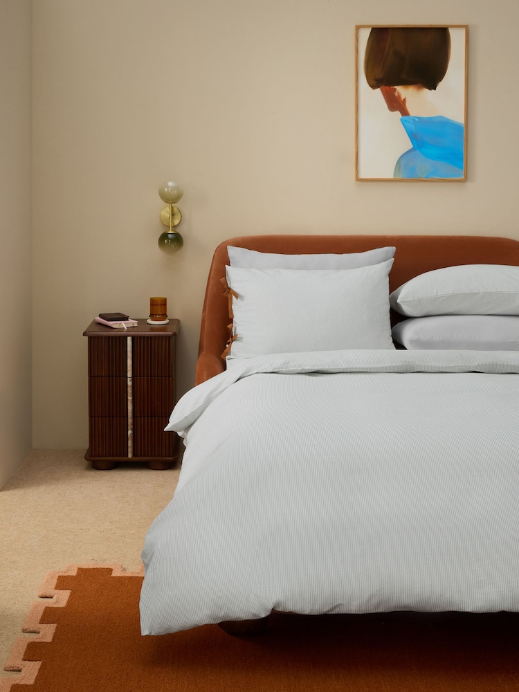 MADE.COM Blue Ansel Stripe Duvet Cover and Pillowcase Set - Image 1 of 4
