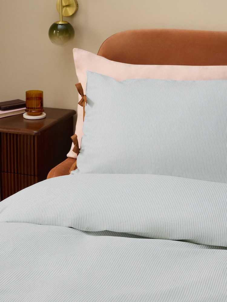 MADE.COM Blue Ansel Stripe Duvet Cover and Pillowcase Set - Image 2 of 4