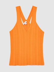 Reiss Orange Harris Pleated Knit V-Neck Vest - Image 2 of 5