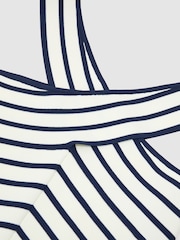 Reiss White/Navy Aria Striped Cross-Strap Knitted Vest - Image 5 of 5