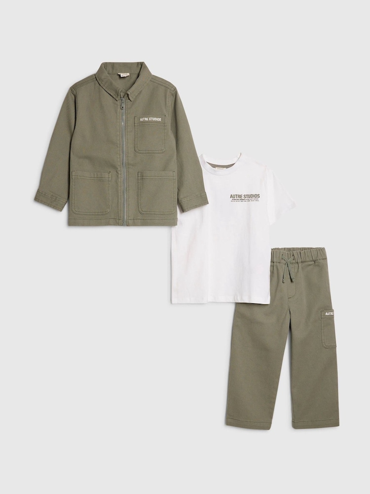 River Island Green Twill Shacket & Trousers Set 3 Piece - Image 1 of 5 River Island Green Twill Shacket & Trousers Set 3 Piece - Image 1 of 5