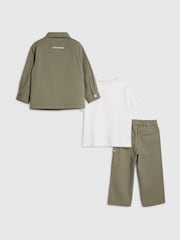 River Island Green Twill Shacket & Trousers Set 3 Piece - Image 2 of 5