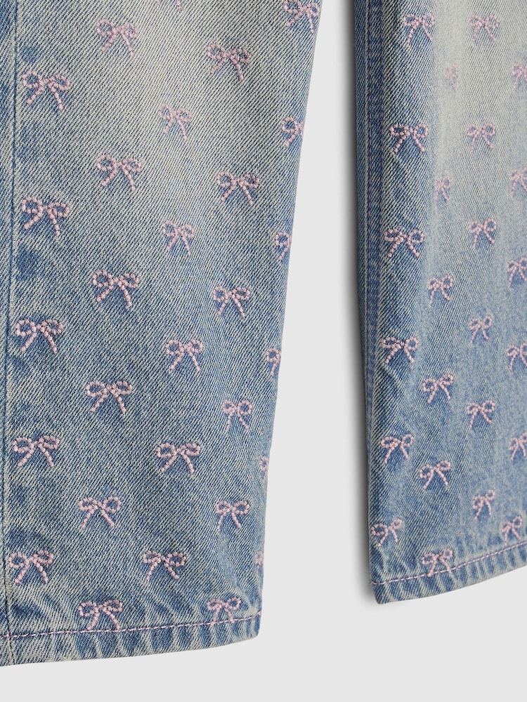 River Island Blue Embroidered Bow Straight Leg Jeans - Image 4 of 4