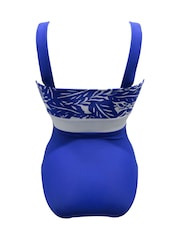 Pour Moi Blue Palm Springs Colour Block Tummy Control Swimsuit - Image 4 of 4