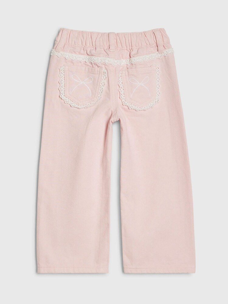 River Island Pink Lace Wide Leg Jeans - Image 2 of 4