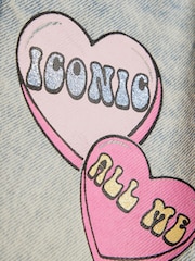 River Island Loveheart Graffiti Straight Leg Jeans - Imaginea 3 din 4