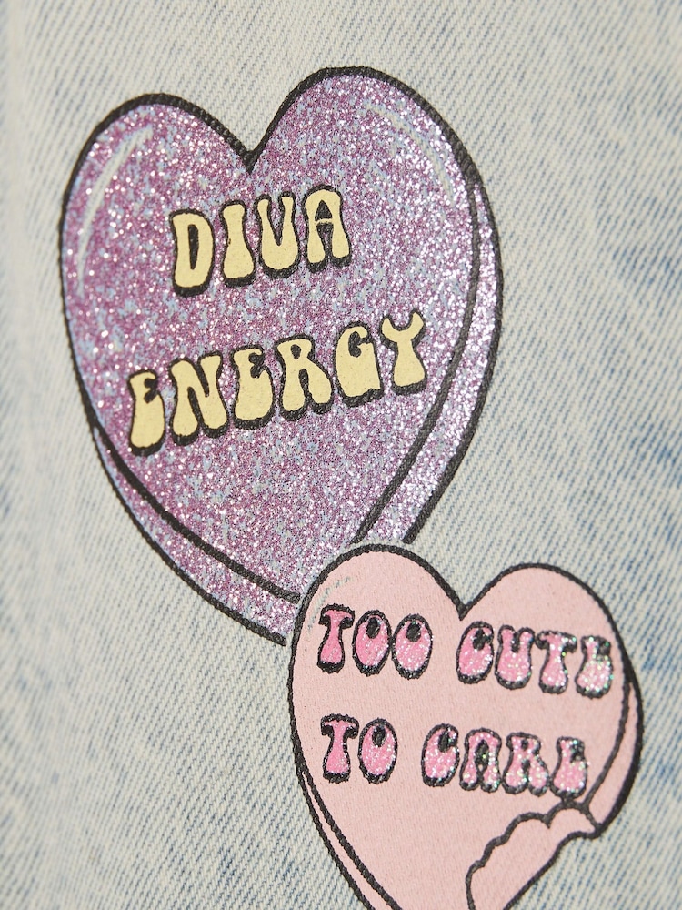 River Island Loveheart Graffiti Straight Leg Jeans - Imaginea 4 din 4 River Island Loveheart Graffiti Straight Leg Jeans - Imaginea 4 din 4