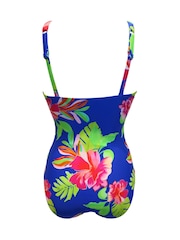 Pour Moi Blue Free Spirit Twist Front Ruched Tummy Control Swimsuit - Image 4 of 4