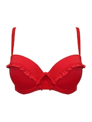Pour Moi Red Padded Ocean Breeze Underwired Frill Bikini Top - Image 3 of 4