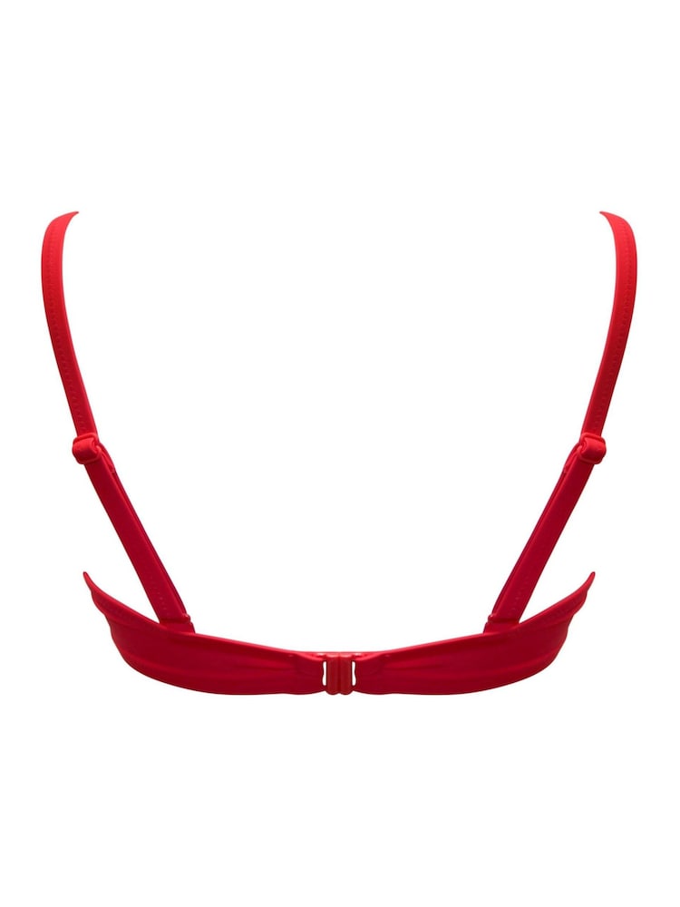 Pour Moi Red Padded Ocean Breeze Underwired Frill Bikini Top - Image 4 of 4