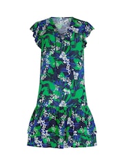 Pour Moi Blue Gracie Crinkle Frill Swing Beach Dress - Image 3 of 4