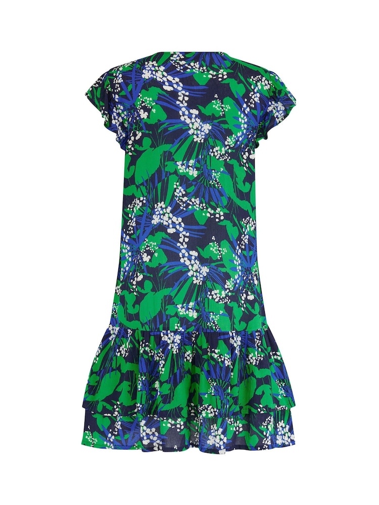 Pour Moi Blue Gracie Crinkle Frill Swing Beach Dress - Image 4 of 4