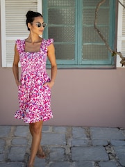 Pour Moi Pink Lucy Cotton Poplin Tiered Short Dress - Image 2 of 4