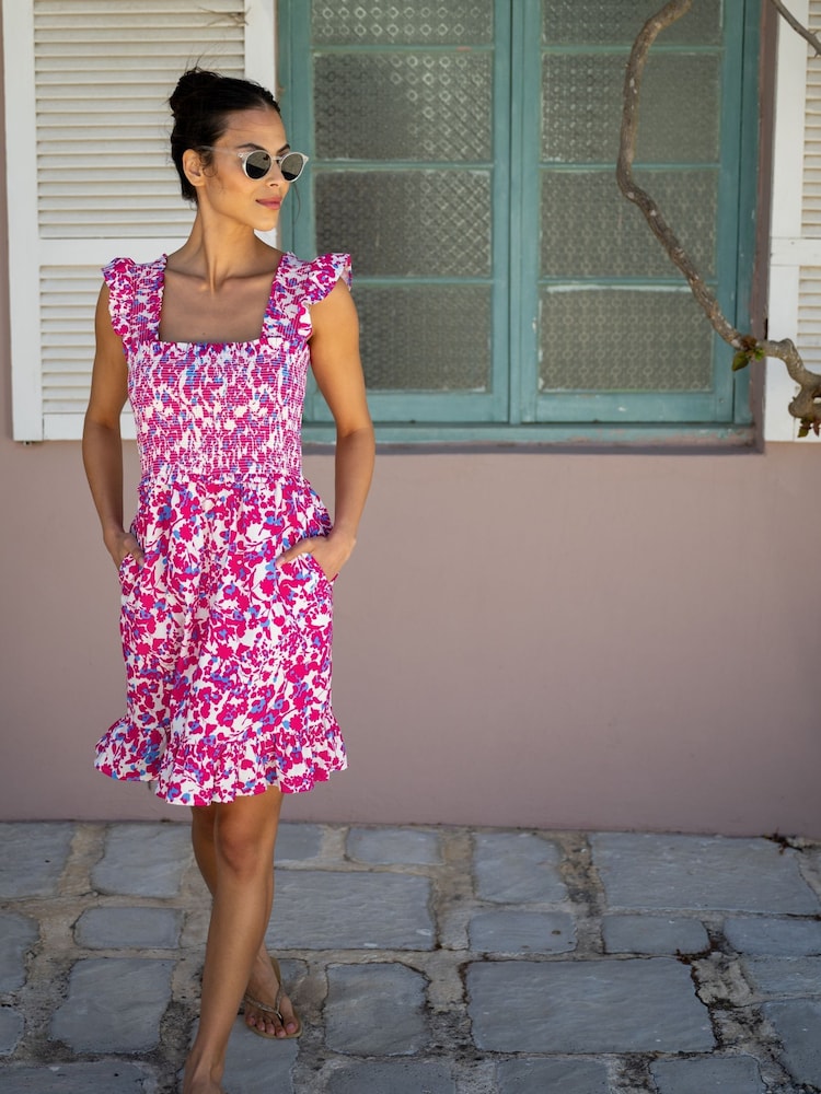 Pour Moi Pink Lucy Cotton Poplin Tiered Short Dress - Image 2 of 4