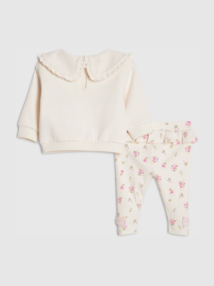 River Island Collared Bear Sweatshirt & Ditsy Leggings Set - Imaginea 2 din 5