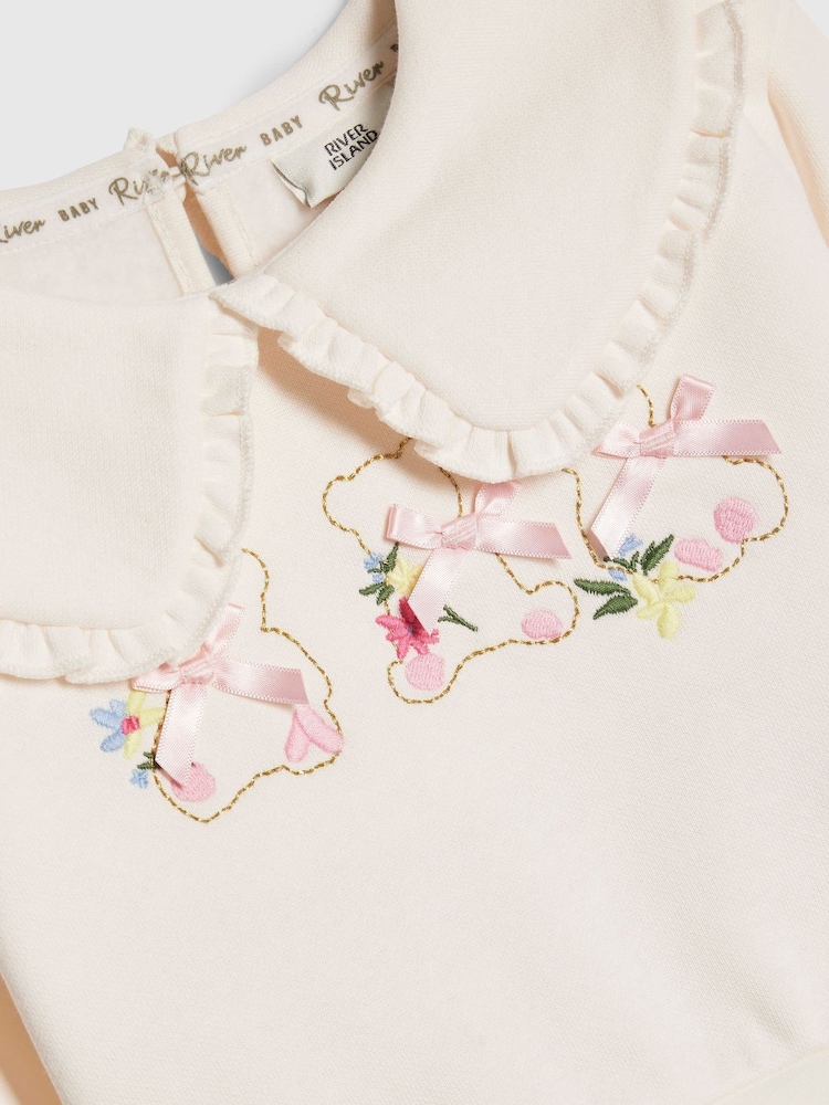 River Island Collared Bear Sweatshirt & Ditsy Leggings Set - Imaginea 5 din 5