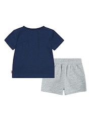 Levi's® Blue Batwing Short Sleeve T-Shirt and Knit Shorts 2 Piece Set - Image 2 of 5