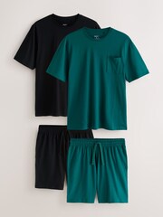 Black/Green Jersey Short Pyjamas Set 2 Pack - Image 1 of 16