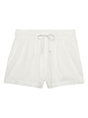 Superdry White Cotton Broderie Beach Shorts - Image 3 of 3