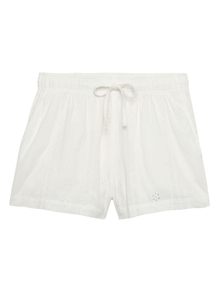 Superdry White Cotton Broderie Beach Shorts - Image 3 of 3