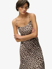 Superdry Brown Printed Maxi Slip Dress - Image 4 of 8