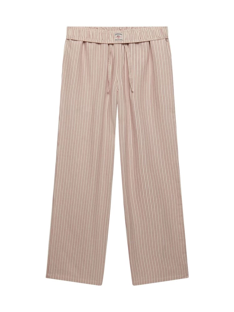 Superdry Red Cotton Stripe Elastic Trousers - Image 1 of 2