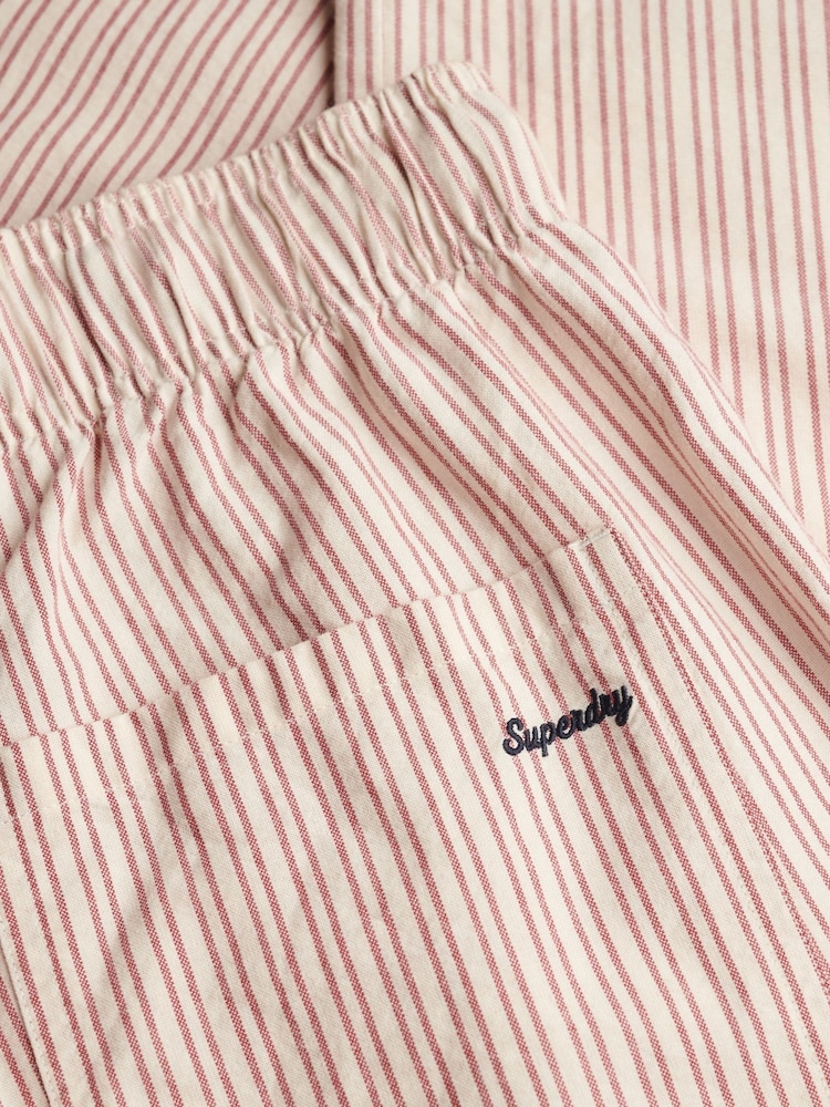 Superdry Red Cotton Stripe Elastic Trousers - Image 2 of 2