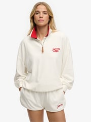 Кремовий - Superdry Heritage Terry Half Zip Sweat Top - Image 1 of 7