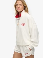 Кремовий - Superdry Heritage Terry Half Zip Sweat Top - Image 4 of 7