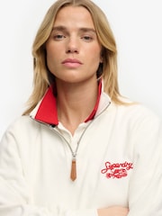 Кремовий - Superdry Heritage Terry Half Zip Sweat Top - Image 5 of 7