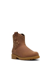 Clarks Tan Brown Tessyn Stud Western Boots - Image 3 of 6