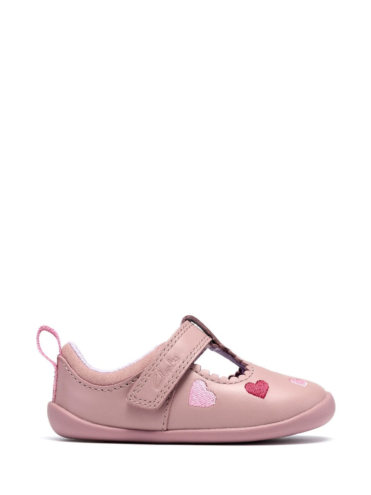 Clarks Pink Toddlers Roamer Heart Pre-Walkers Shoes in Dusty - Image 1 of 7