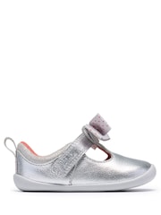 Clarks Silver Roamer Trim Silver First Steps Shoes - Image 1 of 6