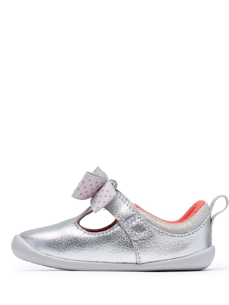 Clarks Silver Roamer Trim Silver First Steps Shoes - Image 2 of 6