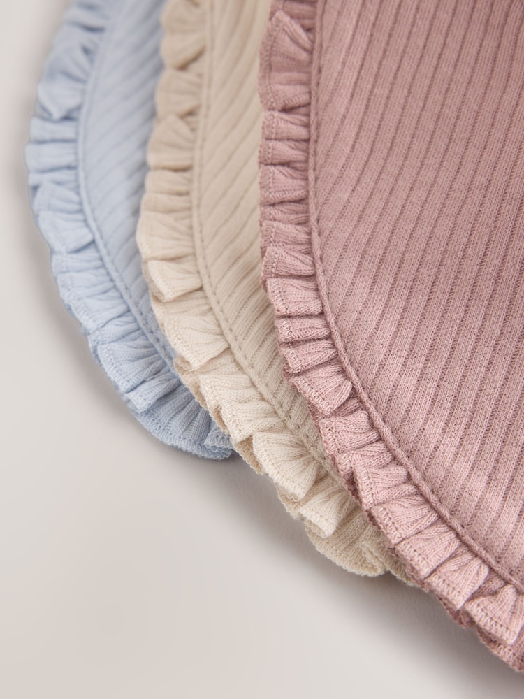 Pink/Blue Frill Dribble Bibs 3 Pack - Image 6 of 6 Pink/Blue Frill Dribble Bibs 3 Pack - Image 6 of 6