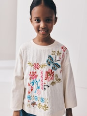 Ecru Embroidery Long Sleeve Top (3-16yrs) - Image 1 of 8