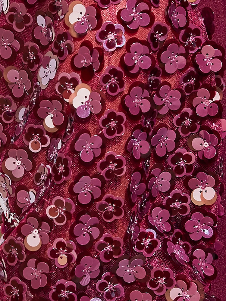 Rouge Bourgogne - Friends Like These mini-robe à sequins fleurie à manches bouffantes - Image 6 de 6 Rouge Bourgogne - Friends Like These mini-robe à sequins fleurie à manches bouffantes - Image 6 de 6
