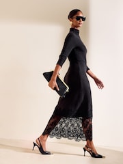 Friends Like These Black Cosy Long Sleeve Hardware Midi Dress - Image 3 of 6