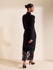 Friends Like These Black Cosy Long Sleeve Hardware Midi Dress - Image 4 of 6