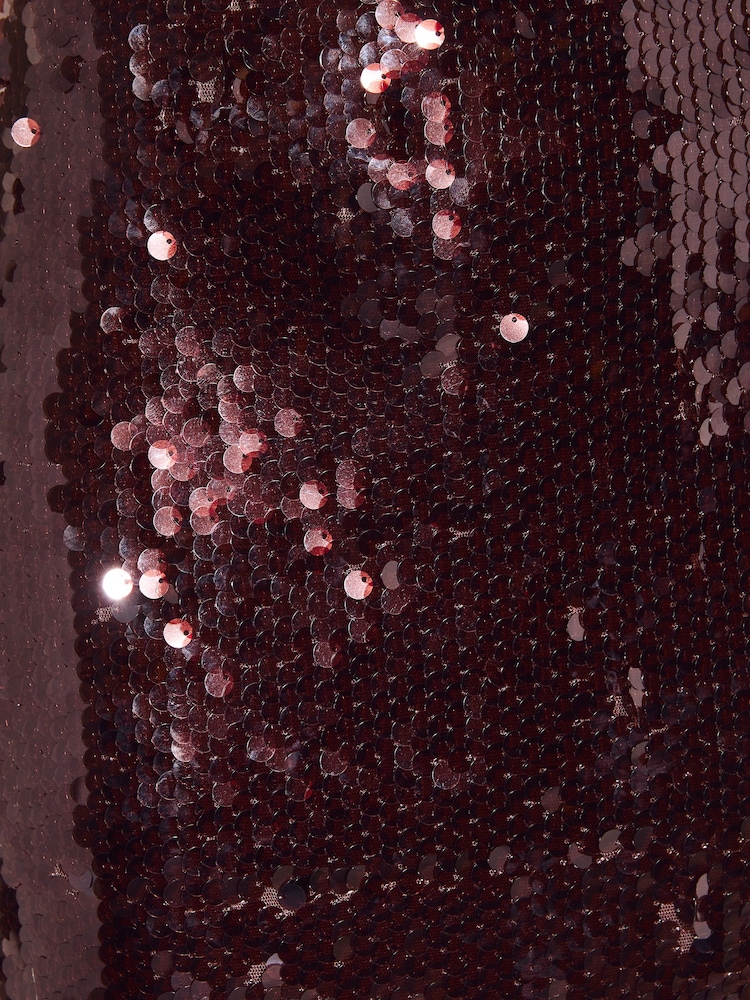 Friends Like These Chocolate Brown Scoop Neck Sequin Maxi Dress - Image 5 of 5