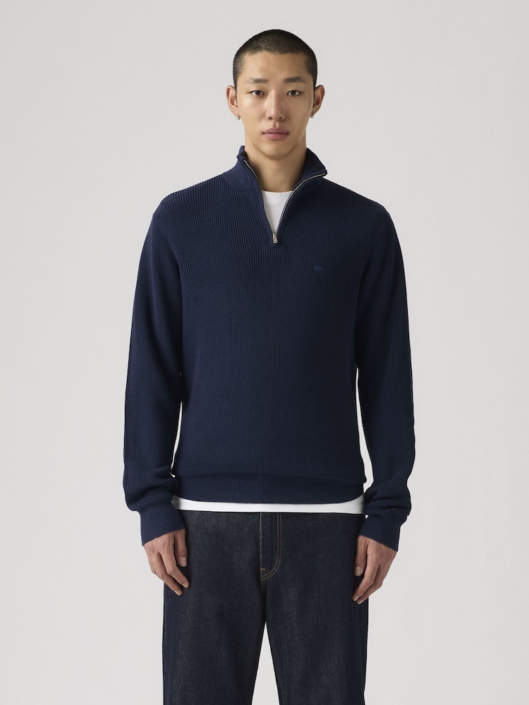Levi's® Blue Quarter Zip Jumper - Image 1 of 6